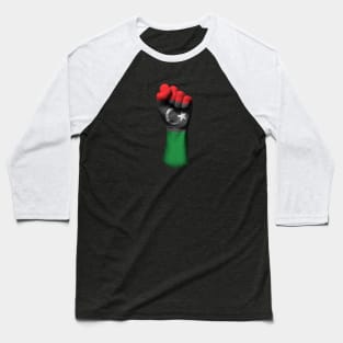 Flag of Libya on a Raised Clenched Fist Baseball T-Shirt